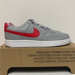 Nike court vision low red grey mens athletic shoes